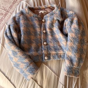 S Baby Blue Houndstooth Jacket